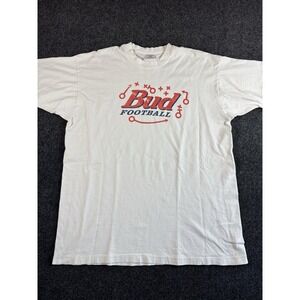 Vintage Budweiser Bud Football T-Shirt XXL Single Stitch 90s Promo Made USA